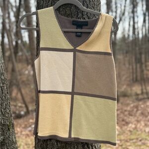Vintage 90s Patchwork V-Neck Sweater